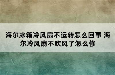 海尔冰箱冷风扇不运转怎么回事 海尔冷风扇不吹风了怎么修